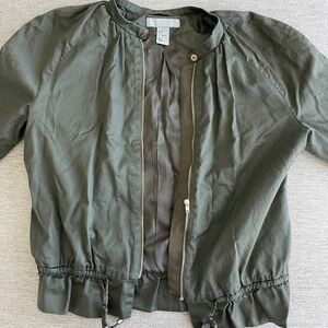 lightweight bomber jacket olive green with detailing